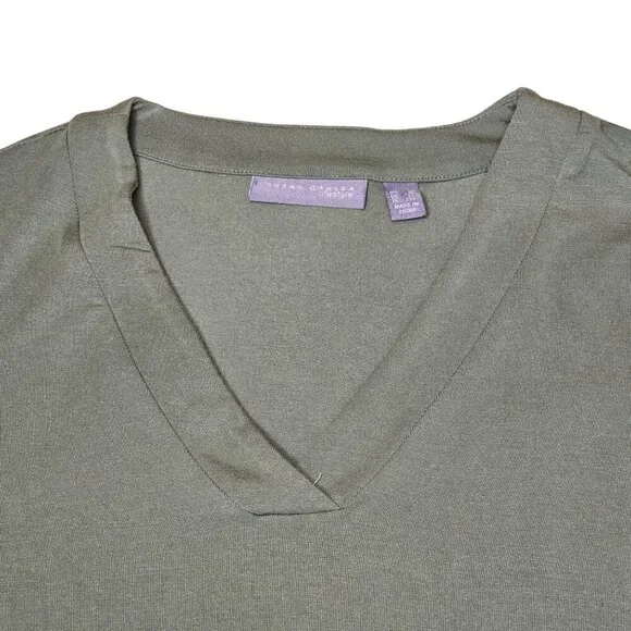 Susan Graver Lifestyle Women Liquid Knit Tunic Top 1XL Green Long Sleeve V-Neck - Picture 4 of 5